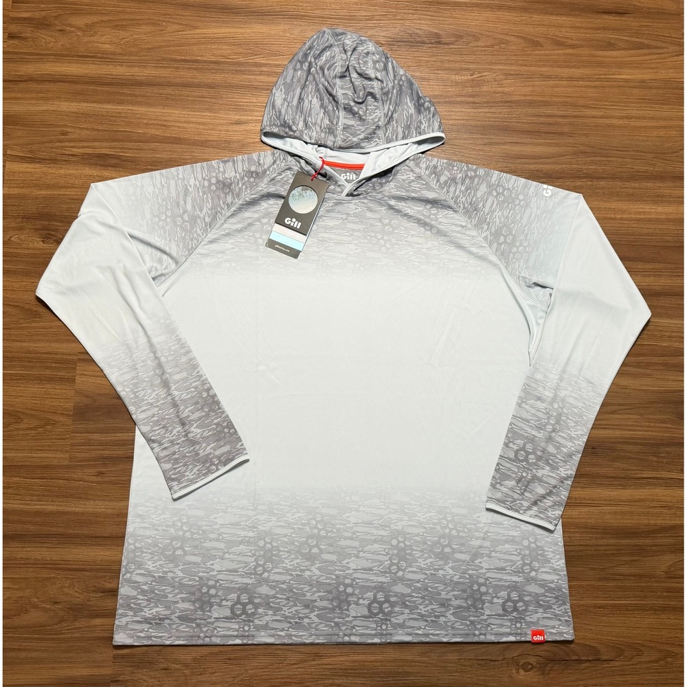 Gill Marine UV Tec Hoody Ice Grey Camo Performance Fishing Shirt Sz 3XL
